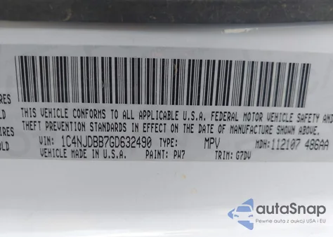 2016 Jeep Compass Sport Se из США, поврежденный, VIN 1C4NJDBB7GD632490